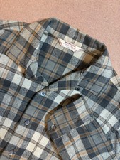 Vintage 50s McGregor Green Plaid Flannel Shirt Loop Collar Mens M Rockabilly
