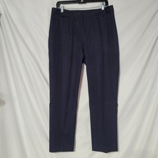 Size 12 - TALBOTS Dark Blue Straight Dress Pants - Stretch, Cotton Blend