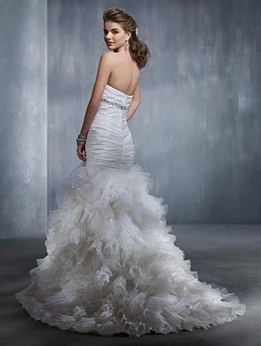 Alfred Angelo Diamond White Embellished Strapless Wedding Gown Size 10 $1599 - Image 2 of 4