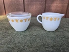 Pyrex Butterfly Gold Cream And Sugar with Lid Set - Vintage