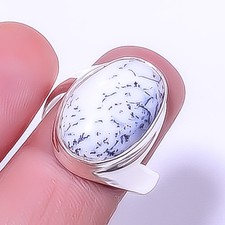 Dendritic Opal - Brazil 925 Sterling Silver Solitaire Ring s.9 R7571-27