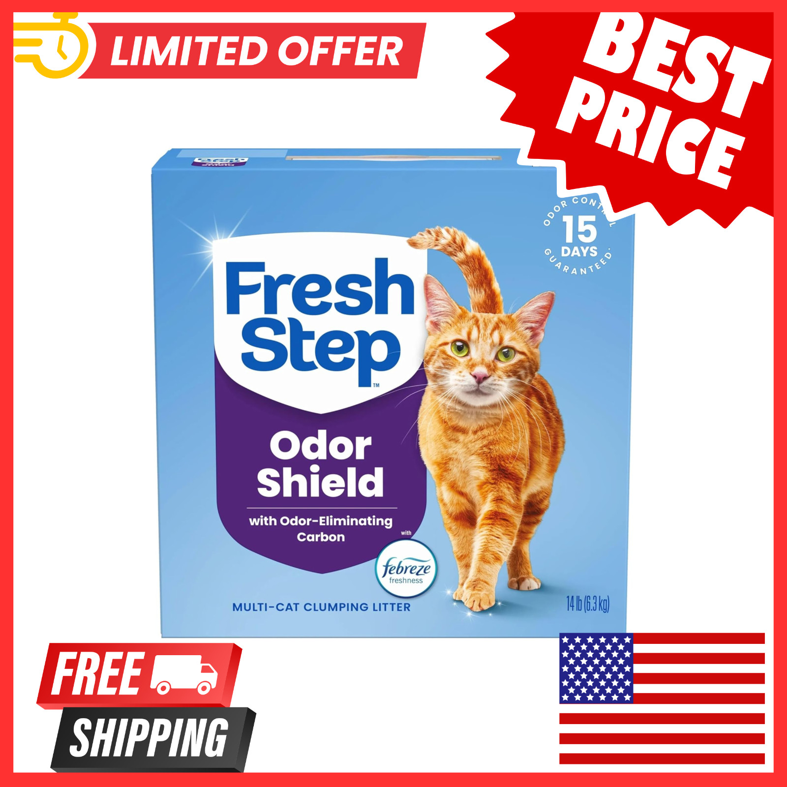 Fresh Step Clumping Cat Litter Multi Cat Long Lasting Odor C