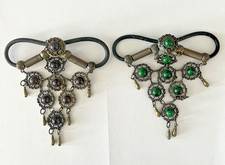 Vintage Bohemian Hair Barrette Brass Faux Gemstones Lot of 2