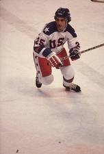 Hockey 1980 Winter Olympics USA William Buzz Schneider in action v- Old Photo