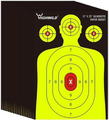 Highwild Shooting Range Silhouette Paper Target - 17x25'', Black & Yellow 