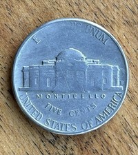 1957 Jefferson Nickle Error E....UNUM Missing all of PLURIBUS Struck Thru Grease