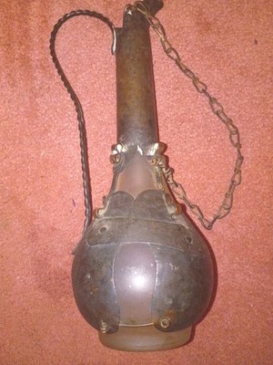 Rare Copper Pitcher, Antique Ottoman Water Jug, Mid. Eastern W/ Chained Lid