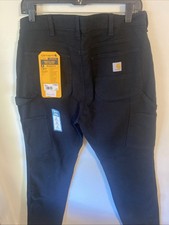 NWT Carhartt Women's Rugged Flex Relaxed Fit Canvas Double Front Pant Black 12