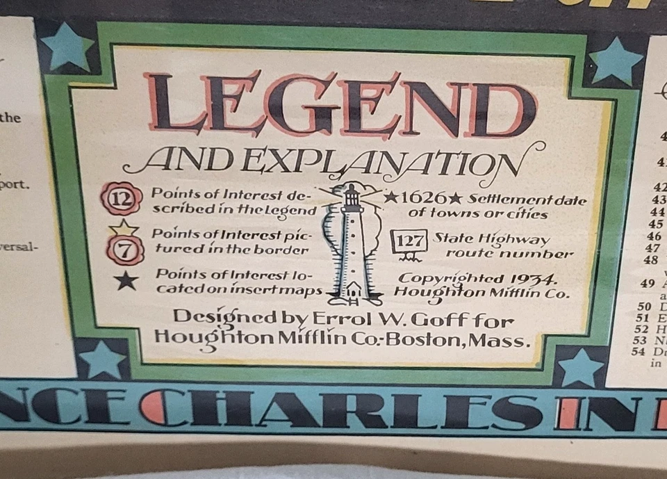 VTG 1934 PICTURE MAP OF CAPE ANN AND NORTH SHORE MASSACHUSETTS By ERROL GOFF - Image 2 of 4