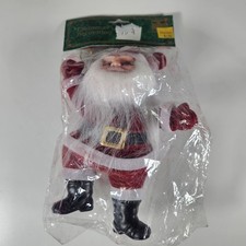 Vintage Flocked Dancing Santa Claus 9 Figurine Christmas