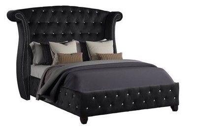 SOPHIA Crystal Tufted Full Bed Made with Wood in Black Color(NJ INVENTORY)