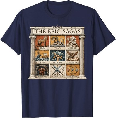 Greek Mythology Epic Sagas Odyssey Ithaca Thunder Retro T-Shirt