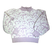 Janie Jack Lavender White Floral Boucle Ruffle Collar Sweater Girls Size 6
