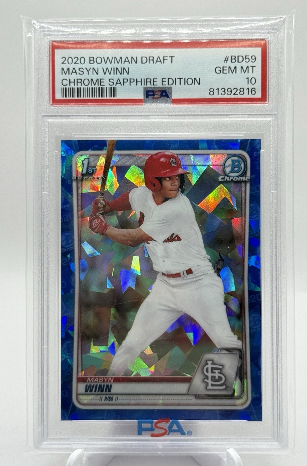 2020 Bowman Chrome Draft Sapphire Edition Masyn Winn BD-59 PSA 10 GEM MT 7lm