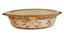 Temp-tations Old World Cranberry Red 2.5 Qt Oval Casserole Serving Dish + Lid