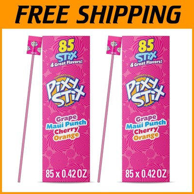 Convenient Pixy Stix Straws, Fruity Candy Powder, 85 Straws