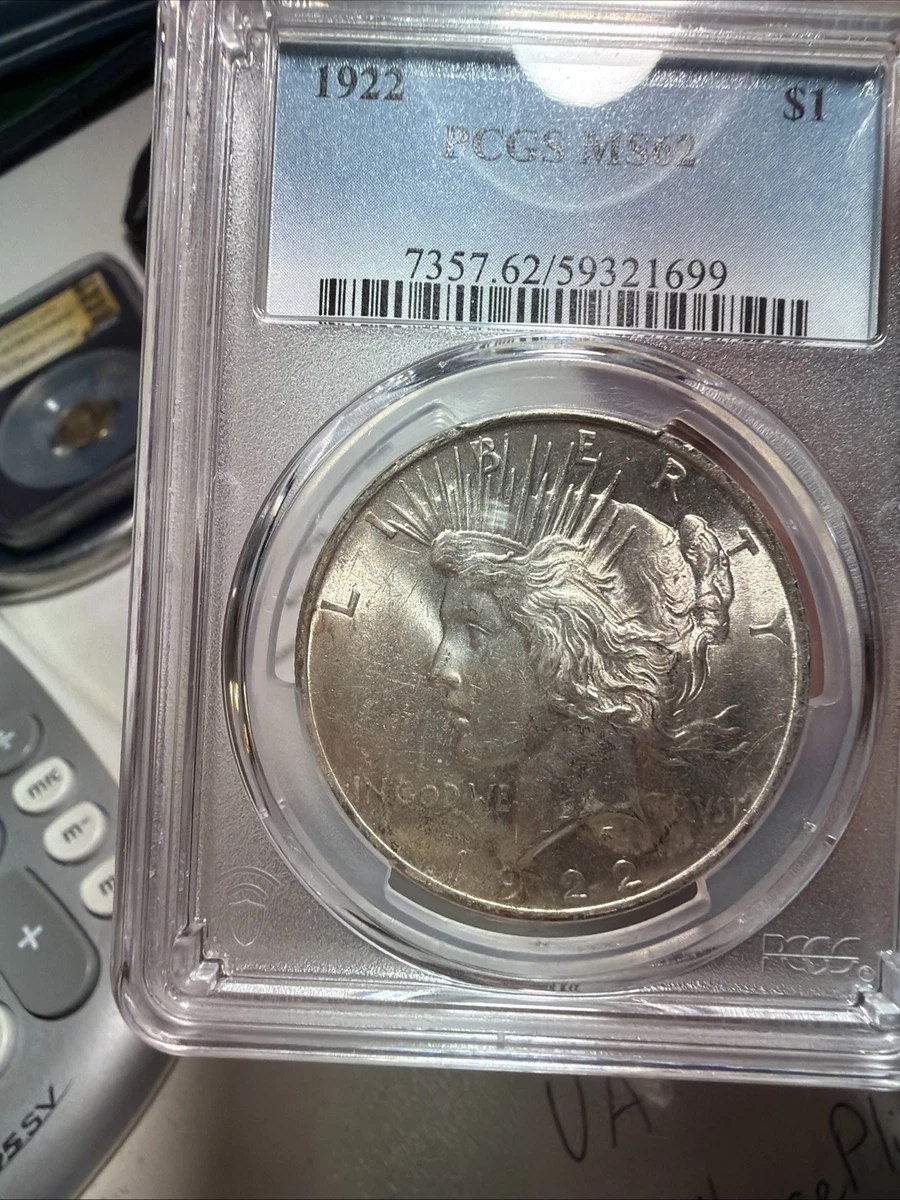 Silver MS 62 Graded 1922 Year Peace Dollars (1921-1935) for sale