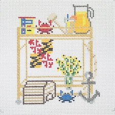 Morgan Julia hand painted needlepoint canvas Maryland Bar Cart 18 ct Baltimore