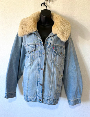 Levi Strauss & Co. Premium Sherpa Lined Denim Trucker Jacket Blue/Beige Men L