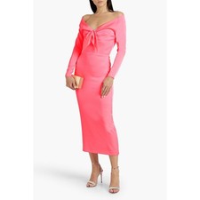 Alex Perry Peyton Pink Off Shoulder Satin Crepe Midi Dress 10