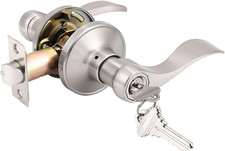 Wave Style Lever Handles Entrance Door Knobs Entry Door Locks Brushed Nickel