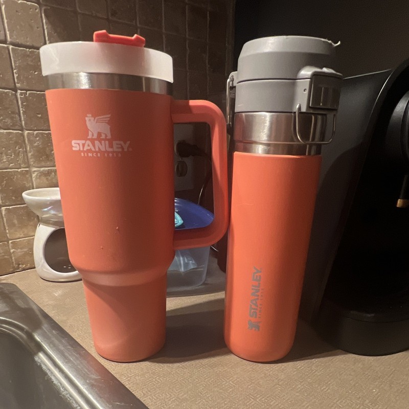 Stanley Insulated Stainless Steel Travel Tumbler Set, Orange, Handle, Twist Lid