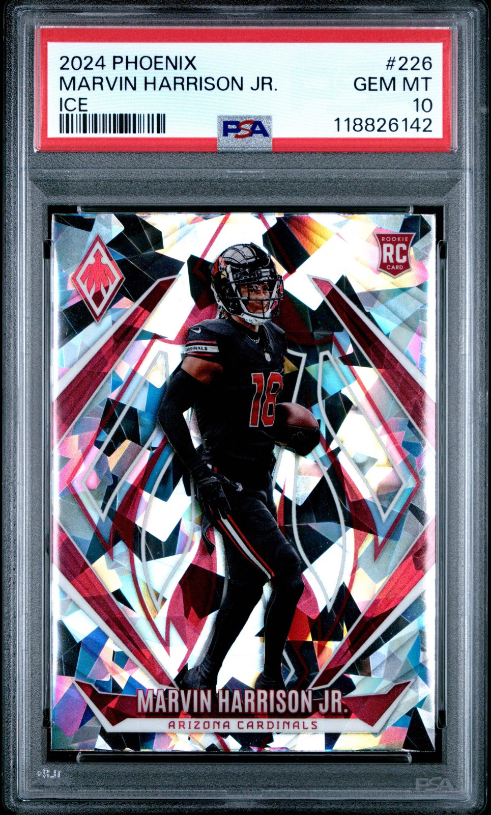 Graded 2024 Panini Phoenix Marvin Harrison Jr #226 Ice RC Football Card PSA 10