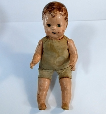   Antique Composition Baby Doll Sleep Eyes Cloth Body Vintage Toy