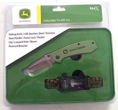 John Deere TecX Folding Pocket Knife Gift Set, 420 Stainless Steel
