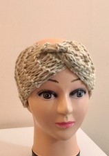 Fascia per capelli, paraorecchie fatta a mano, beige