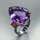 Popular 37 ct Natural Amethyst Ring 925 Sterling Silver Size 7.5 /R475565