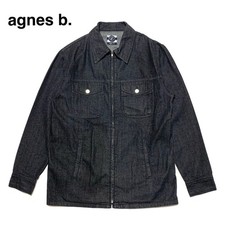 Good Condition agnes b. Zip Up Denim Jacket Coverall Black G Jacket Blouson Vint