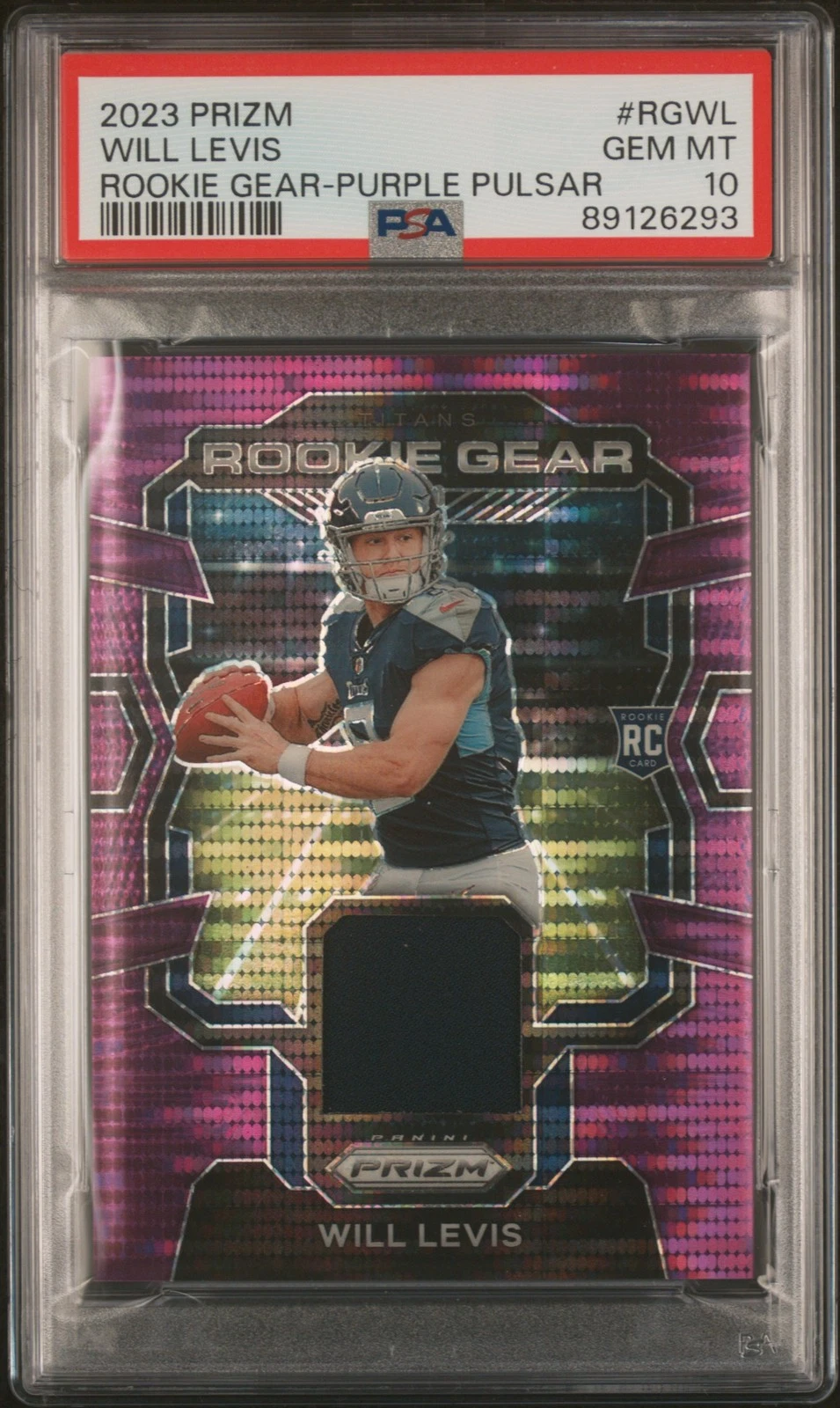Will Levis Panini Prizm Rookie Gear #RGWL Purple Pulsar