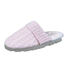 Sporto Cable Knit Women Slippers Sz XL 11-12 Indoor Outdoor Lounge Pink Faux Fur