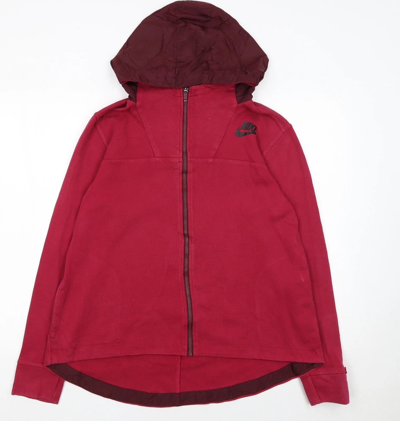 Nike Women's Red Full Zip Hoodie M Cotton Blend Sportswear