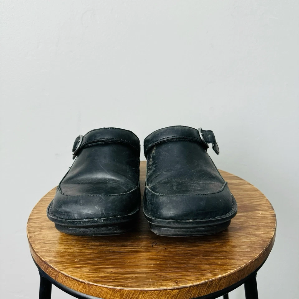 Zuecos sin cordones Alegria Seville de cuero negro para mujer talla 7,5 Foto 2 de 4