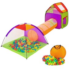 Spielzelt mit Tunnel, 200 B&auml;llen und Tasche Spielhaus Spielzelt bunt B-Ware