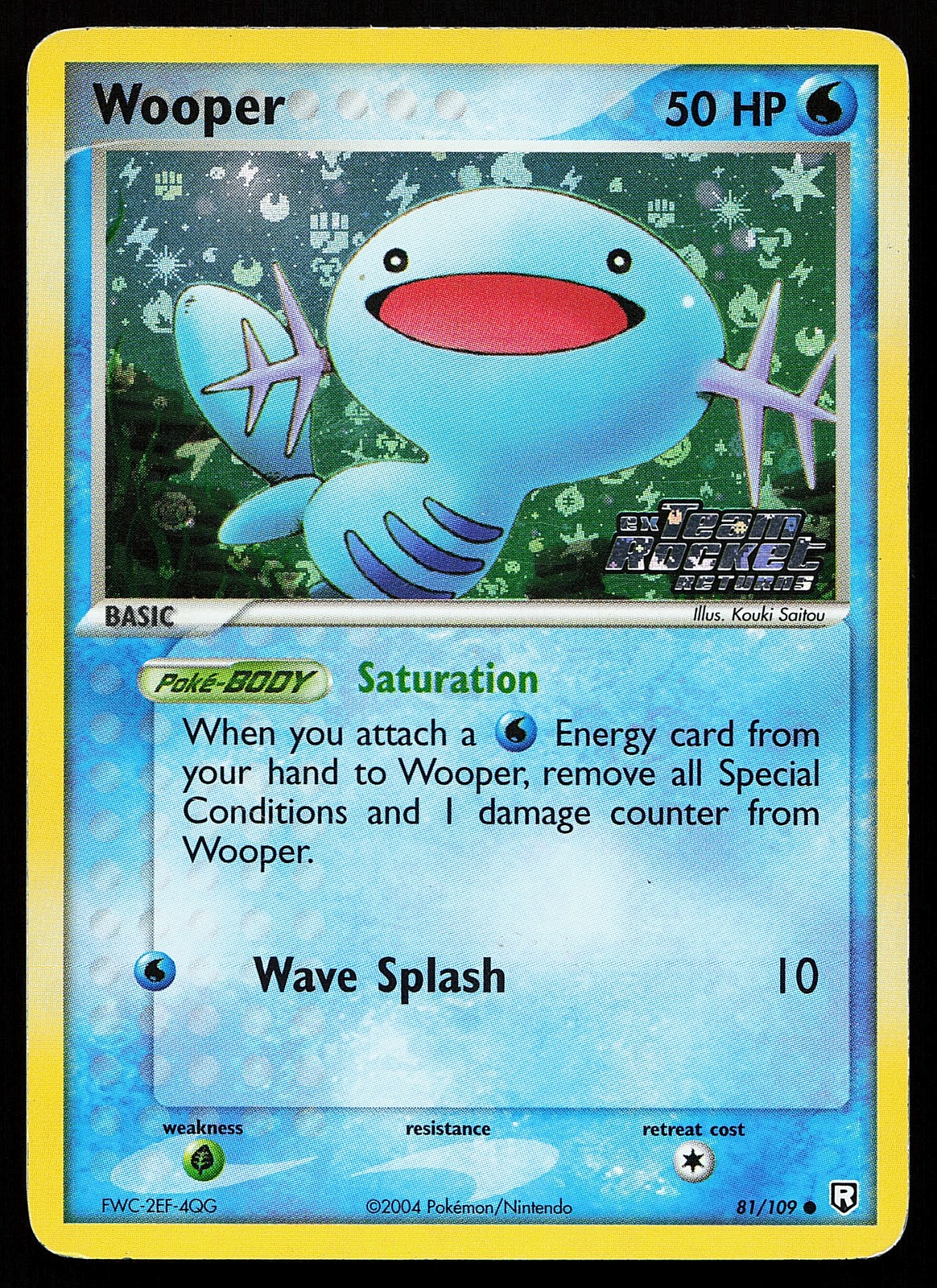 Wooper 81/109 Common Reverse Holo Stamped Team Rocket Returns Pokémon Card