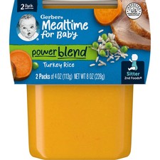 Mealtime for Baby, Power Blend  , 2nd Foods , Turkey Rice, 2 Pack, 4 oz 113 g 
