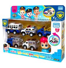 Pinkfong Bebefin Rescue Police Pullback Metal Die-cast Mini Car 5 Types Set Toy
