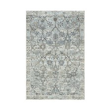 3'x5' Ivory Pure Silk Hand Knotted Tebraz Vase Design Oriental Rug R90232