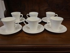 Set of 5 Royal Doulton Fusion Platinum Fine Bone China tea Cups & saucers
