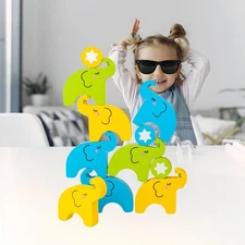 Elephant Stacking Balance Game Wooden Tower Game for 2 Years and above Child