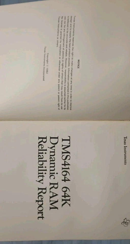 Texas Instruments TMS4164 64K Dynamic RAM Reliability Report - Image 2 of 4