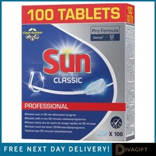 SUN PROFESSIONAL CLASSIC 100 DISHWASHER TABLETS PRO FORMULA EFFECTIVE IN 30 MINS