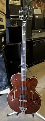 Washburn AB-90 Electric Bass Guitar 4 String Brown Semi-Hollow w/ Gig Bag