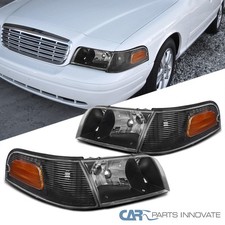 Fits 1998-2011 Ford Crown Victoria Black Headlightscorner Signal Lamp Pair Fits 1998-2011 Ford Crown Victoria Black Headlightscorner Signal Lamp Pair