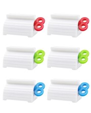 Toothpaste Squeezer, 6 Pcs Rolling Tube 4 Count Pack of 1 , Green, Blue, Red