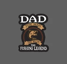 Dad Sticker Fishing Legend Waterproof Quote Lake River Gift NEW