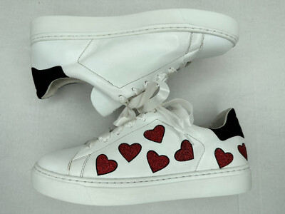 STEFFEN SCHRAUT Womens Leather Love Street Hearts White Sneakers Italian US Sz 9